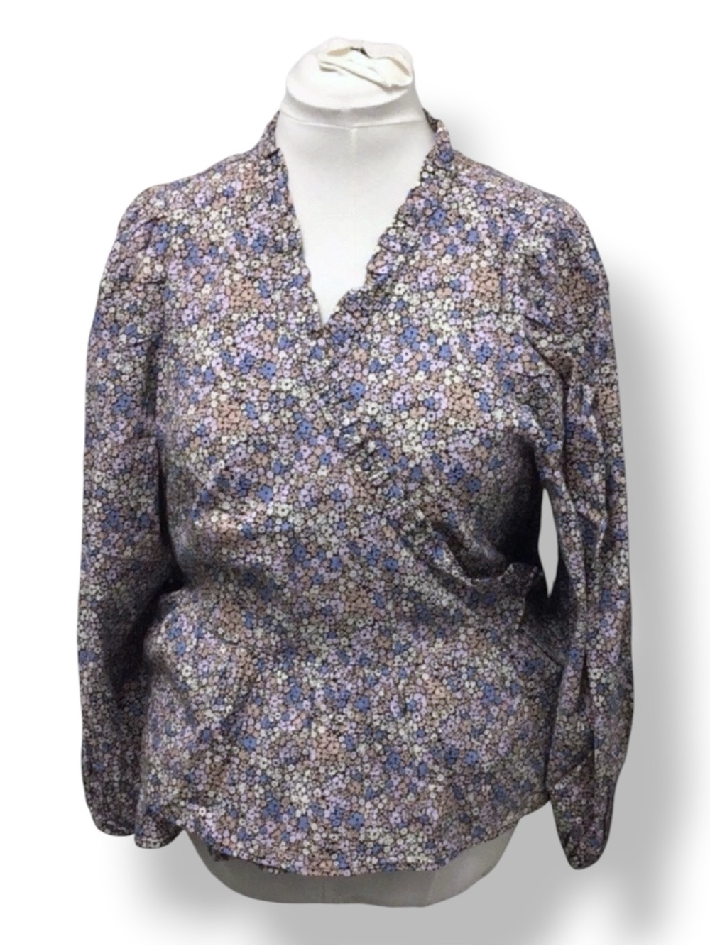 Universal Thread Women’s Balloon Sleeve Wrap Front Blouse Boho Ditsy Floral 1X